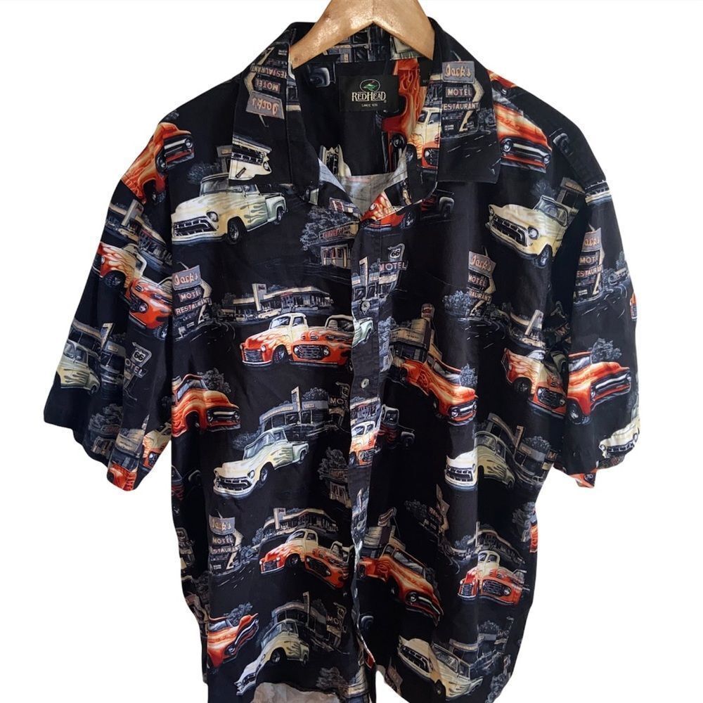 RedHead Vintage Truck Pattern Button up top